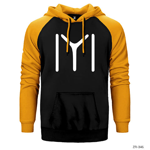Kayı Boyu siyah Çift Renk Reglan Kol Sweatshirt / Hoodie