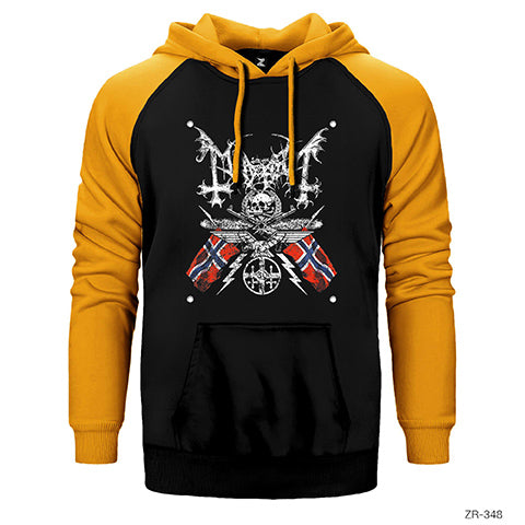 Mayhem Band Logo Çift Renk Reglan Kol Sweatshirt / Hoodie