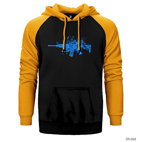 Blue Machine Gun Çift Renk Reglan Kol Sweatshirt / Hoodie