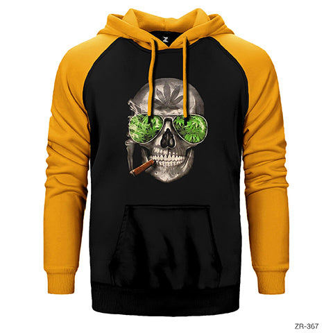 Kuru Kafa Marijuana Çift Renk Reglan Kol Sweatshirt / Hoodie