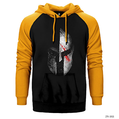 Spartan Helmet Gri Çift Renk Reglan Kol Sweatshirt / Hoodie