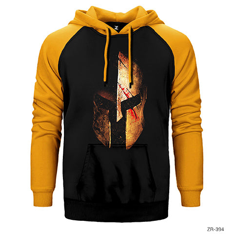 Spartan Helmet Sarı Çift Renk Reglan Kol Sweatshirt / Hoodie
