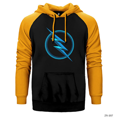 Flash Logo Blue Çift Renk Reglan Kol Sweatshirt / Hoodie