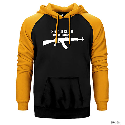Say Hello My Friend AK 47 Çift Renk Reglan Kol Sweatshirt / Hoodie