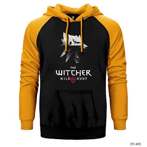 The Witcher 3 Wolf Silhouette Çift Renk Reglan Kol Sweatshirt / Hoodie