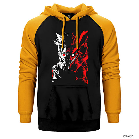 Naruto Fox Çift Renk Reglan Kol Sweatshirt / Hoodie