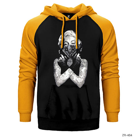 Marilyn Monroe Gangsta Çift Renk Reglan Kol Sweatshirt / Hoodie