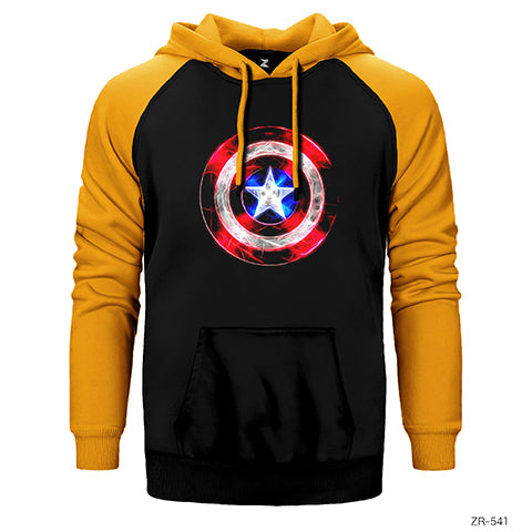 Captain America Sheild Neon Çift Renk Reglan Kol Sweatshirt / Hoodie