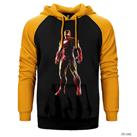 Iron Man Neon Çift Renk Reglan Kol Sweatshirt / Hoodie
