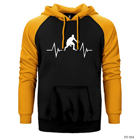 Basketball Heartbeat Çift Renk Reglan Kol Sweatshirt / Hoodie