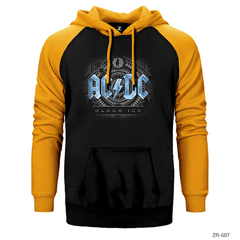 AC DC Black Ice Blue Çift Renk Reglan Kol Sweatshirt / Hoodie