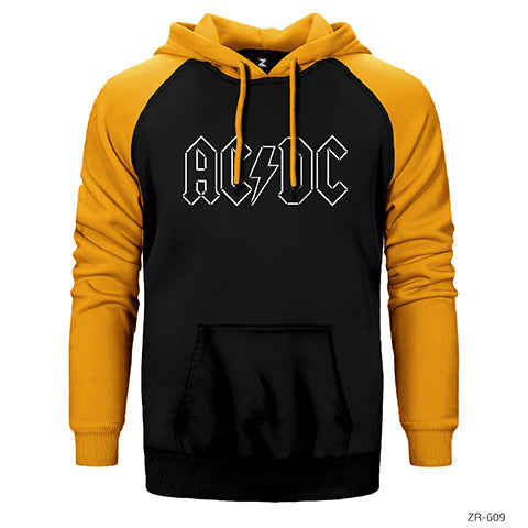 AC DC Logo Çift Renk Reglan Kol Sweatshirt / Hoodie