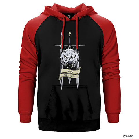Game of Thrones Wolf and Sword Çift Renk Reglan Kol Sweatshirt / Hoodie