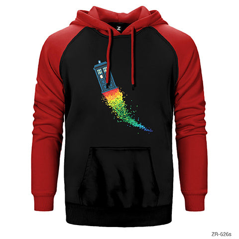 Doctor Who Tardis Rainbow Çift Renk Reglan Kol Sweatshirt / Hoodie