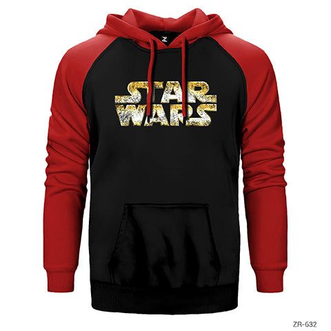 Star Wars Logo Detrited Çift Renk Reglan Kol Sweatshirt / Hoodie