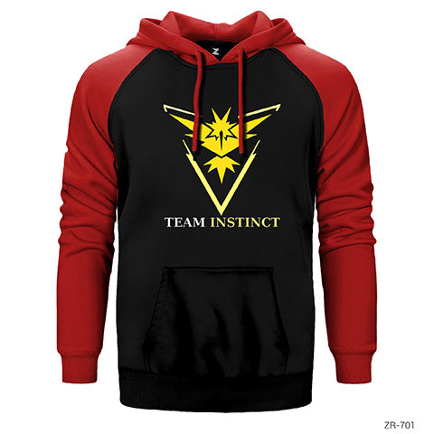 Pokemon Team Instinct Çift Renk Reglan Kol Sweatshirt / Hoodie