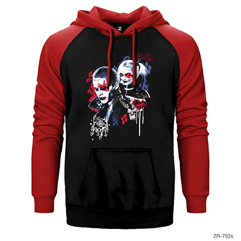 Suicide Joker and Harley Graffiti Çift Renk Reglan Kol Sweatshirt / Hoodie