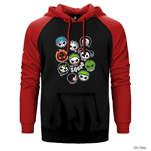 Suicide Squad Skull Faces Çift Renk Reglan Kol Sweatshirt / Hoodie