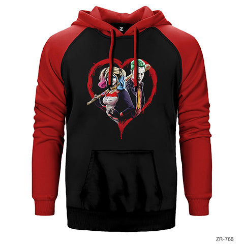 Suicide Squad Harley Quinn Joker Love Çift Renk Reglan Kol Sweatshirt / Hoodie