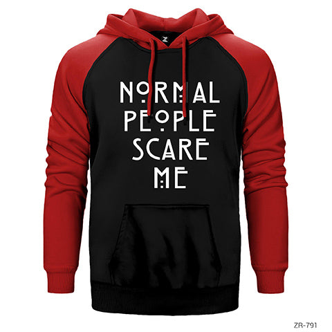 Normal People Scare Me Çift Renk Reglan Kol Sweatshirt / Hoodie