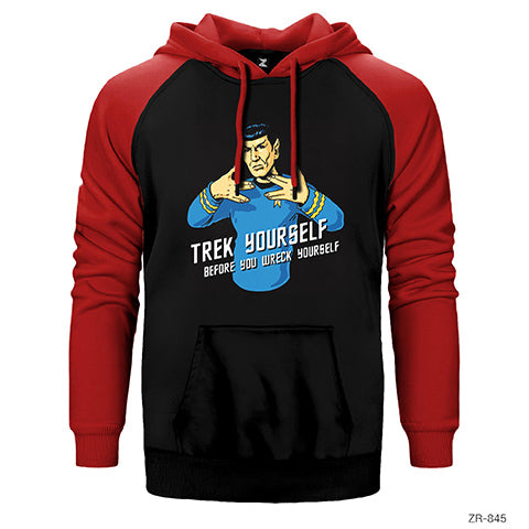 Star Trek Trek Yourself Çift Renk Reglan Kol Sweatshirt / Hoodie