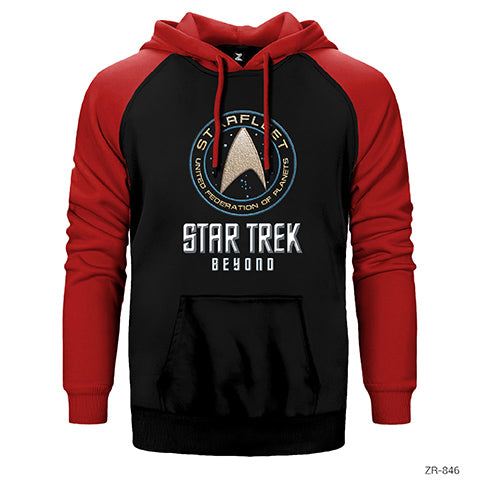 Star Trek Beyond Logo Çift Renk Reglan Kol Sweatshirt / Hoodie