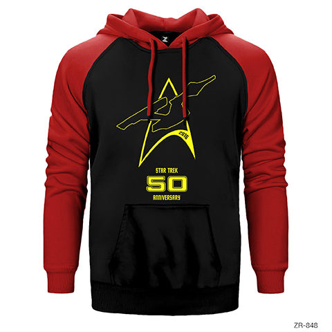 Star Trek 50nci Yıl 1 Çift Renk Reglan Kol Sweatshirt / Hoodie