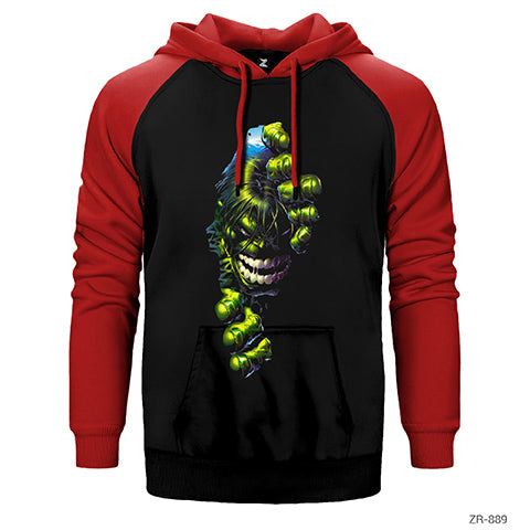 Hulk Angry Çift Renk Reglan Kol Sweatshirt / Hoodie