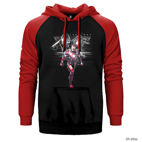 Iron Man Digital Çift Renk Reglan Kol Sweatshirt / Hoodie