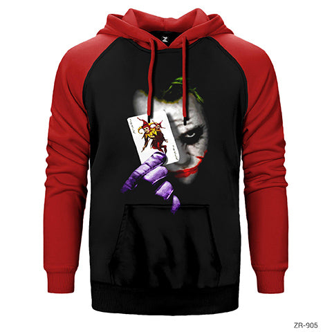 Joker Card Çift Renk Reglan Kol Sweatshirt / Hoodie
