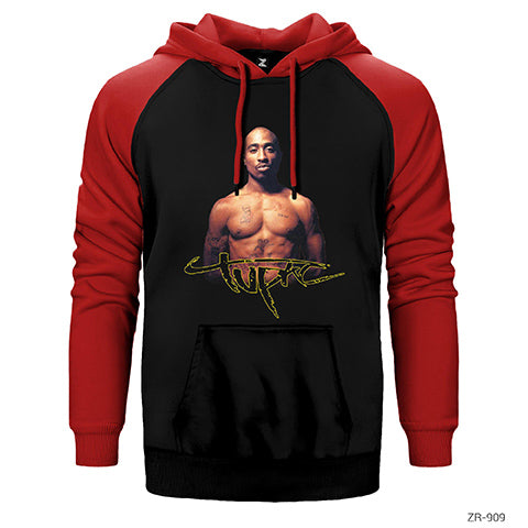 Tupac Shakur Çift Renk Reglan Kol Sweatshirt / Hoodie