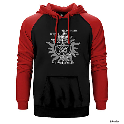 Super Natural Saving People Çift Renk Reglan Kol Sweatshirt / Hoodie