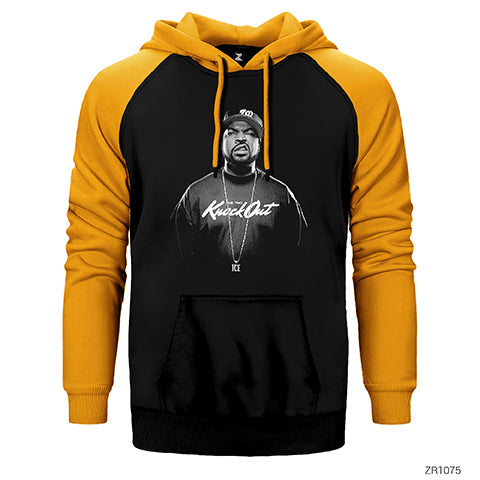Ice Cube Knock Out Çift Renk Reglan Kol Sweatshirt / Hoodie