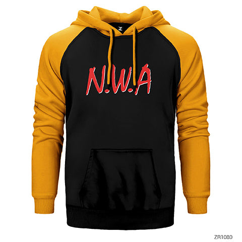 N.W.A. Logo Çift Renk Reglan Kol Sweatshirt / Hoodie