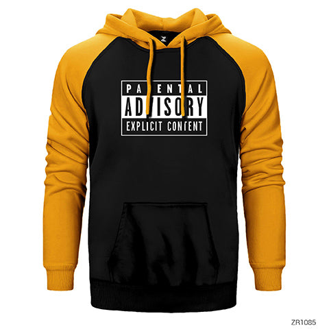 Parental Advisory Siyah Çift Renk Reglan Kol Sweatshirt / Hoodie