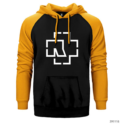 Rammstein Logo Çift Renk Reglan Kol Sweatshirt / Hoodie