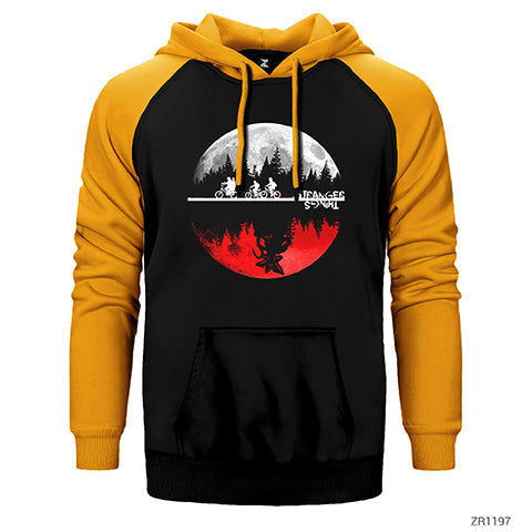 Stranger Things Moon Çift Renk Reglan Kol Sweatshirt / Hoodie