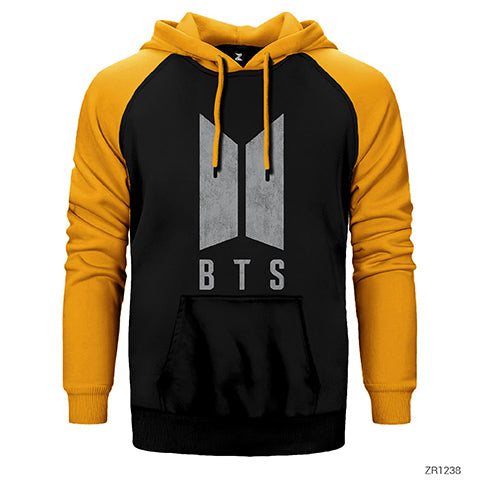 BTS Distort Logo Çift Renk Reglan Kol Sweatshirt / Hoodie