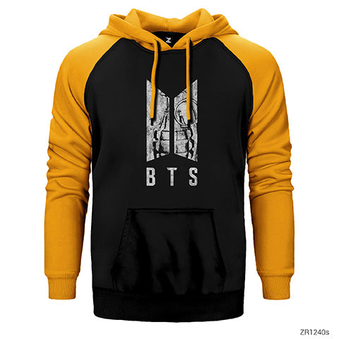 BTS Logo Grenade Çift Renk Reglan Kol Sweatshirt / Hoodie