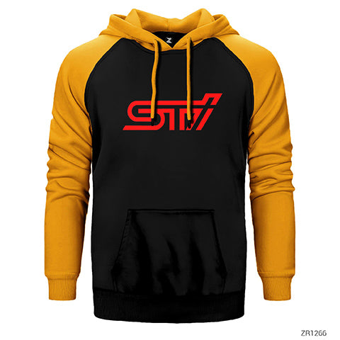 Subaru STI Logo Çift Renk Reglan Kol Sweatshirt / Hoodie