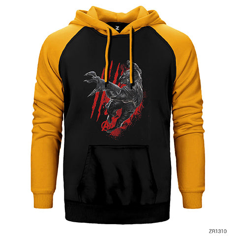 Black Panther Çift Renk Reglan Kol Sweatshirt / Hoodie