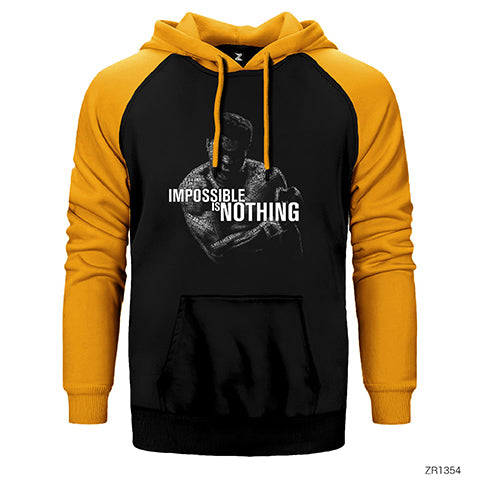 Muhammed Ali Impossible is Nothing Çift Renk Reglan Kol Sweatshirt / Hoodie