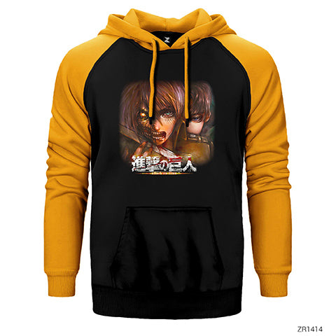 Attack on Titan Çift Renk Reglan Kol Sweatshirt / Hoodie