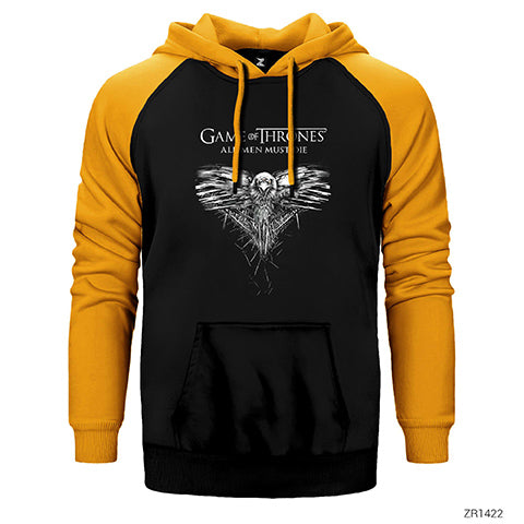 Game of Thrones All Men Must Die Çift Renk Reglan Kol Sweatshirt / Hoodie