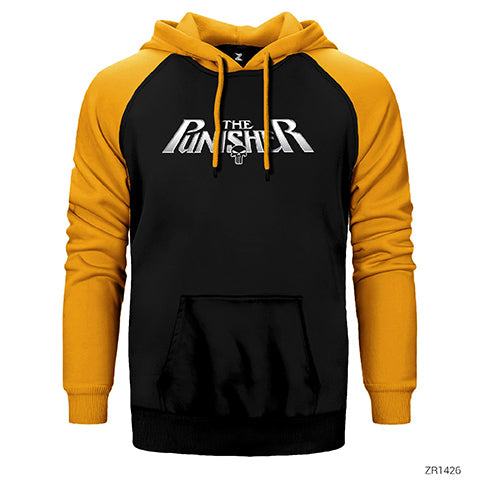 Punisher Official Logo Çift Renk Reglan Kol Sweatshirt / Hoodie