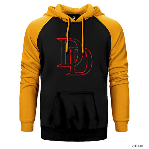 Daredevil Logo Çift Renk Reglan Kol Sweatshirt / Hoodie