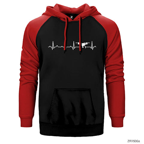 Drone Heartbeat Çift Renk Reglan Kol Sweatshirt / Hoodie