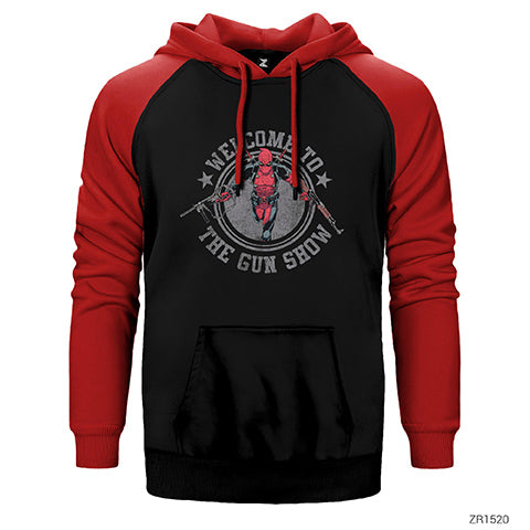 Dead Pool Gun Show Çift Renk Reglan Kol Sweatshirt / Hoodie