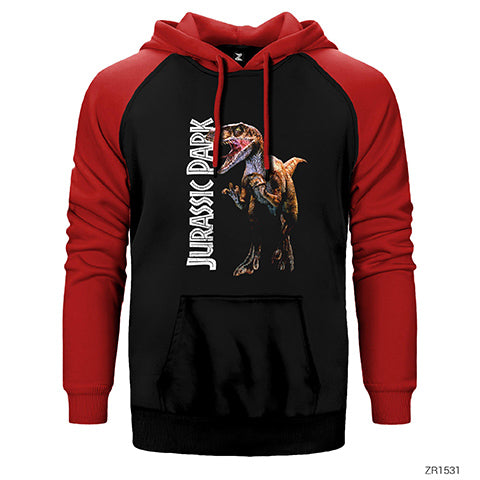 Jurassic Park Raptor Çift Renk Reglan Kol Sweatshirt / Hoodie