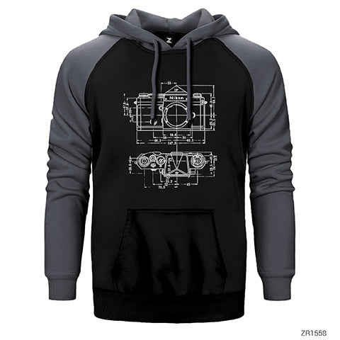 İndirimli Photographer Nikon Blueprint Gri Renk Reglan Kol Sweatshirt / Hoodie